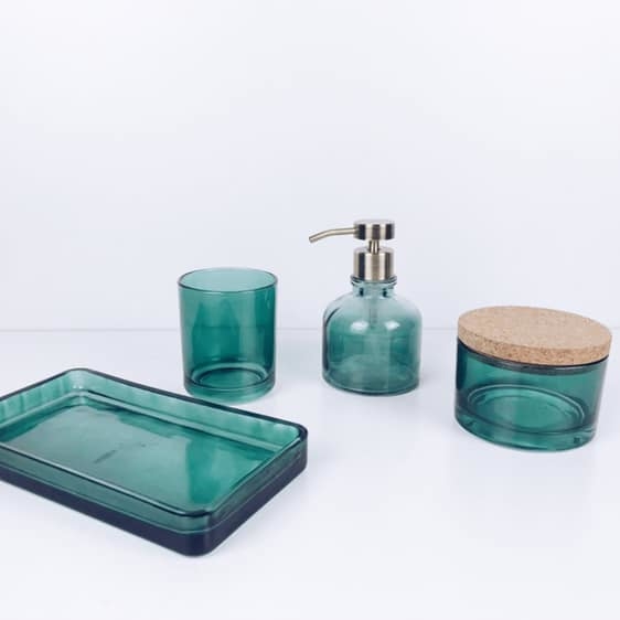 Набір для ванної зелене скло