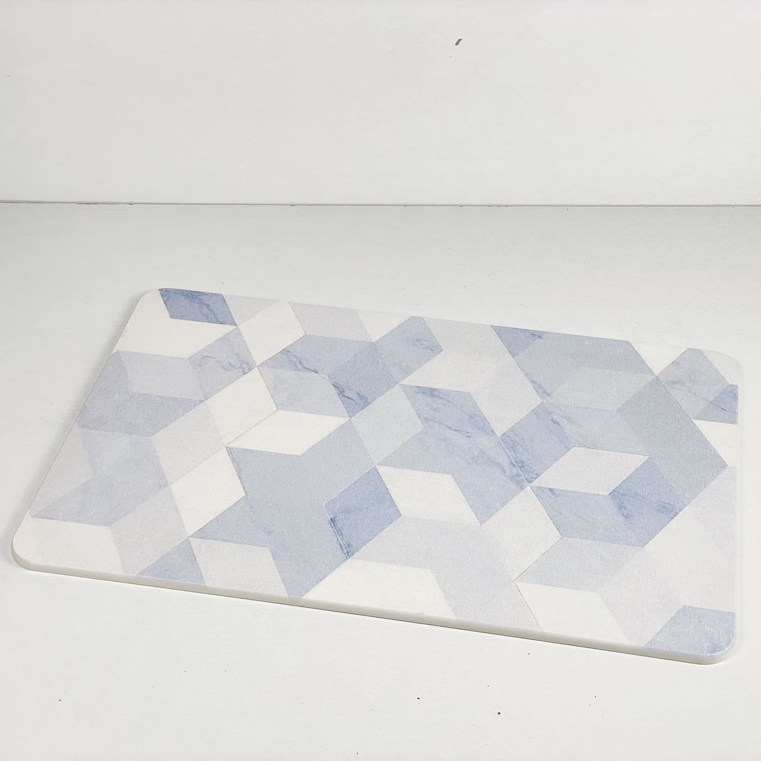 Килимок для ванної біло-блакитний