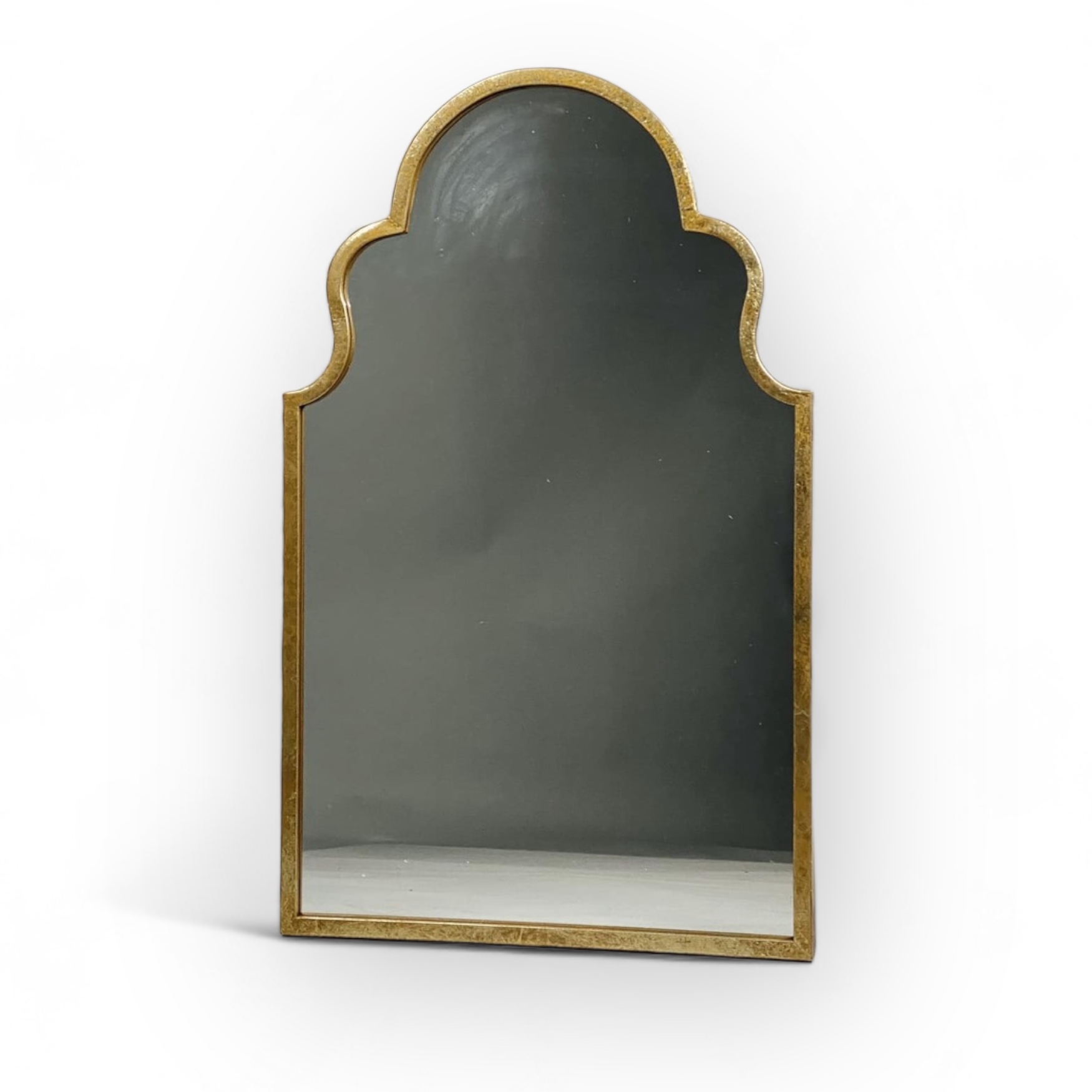 Дзеркало фігурне у вузькій рамі метал золото MR-004