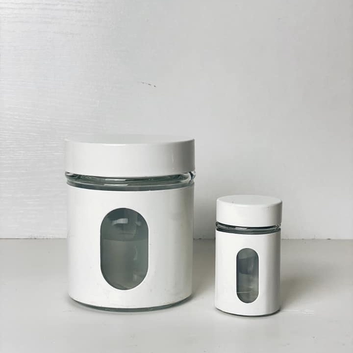 Банка біла для сипучих скло/пластик KB-040