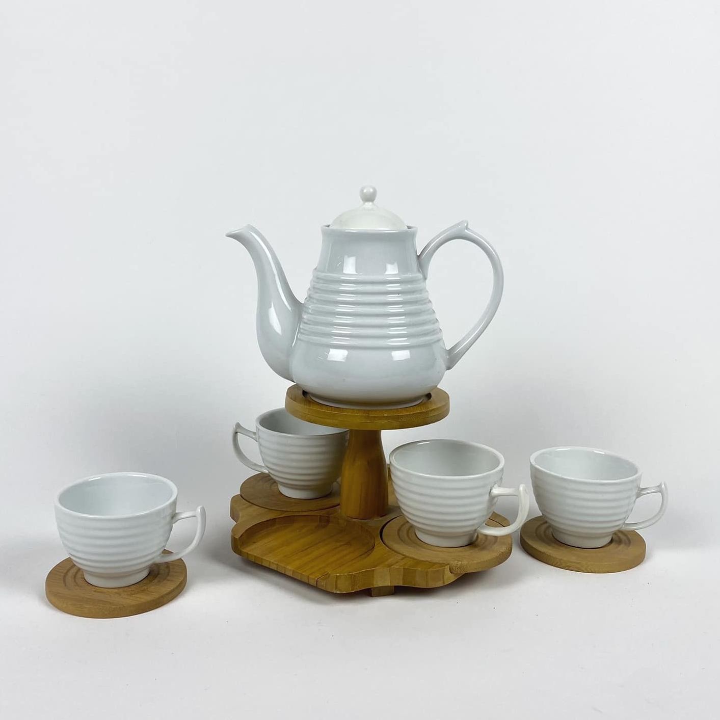 Набір чайний на 4 персони порцеляна/дерево TE-157