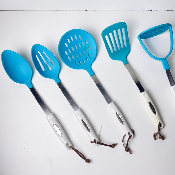 Кухонні прибори нерж сталь/пластик блакитний/білий KH-148