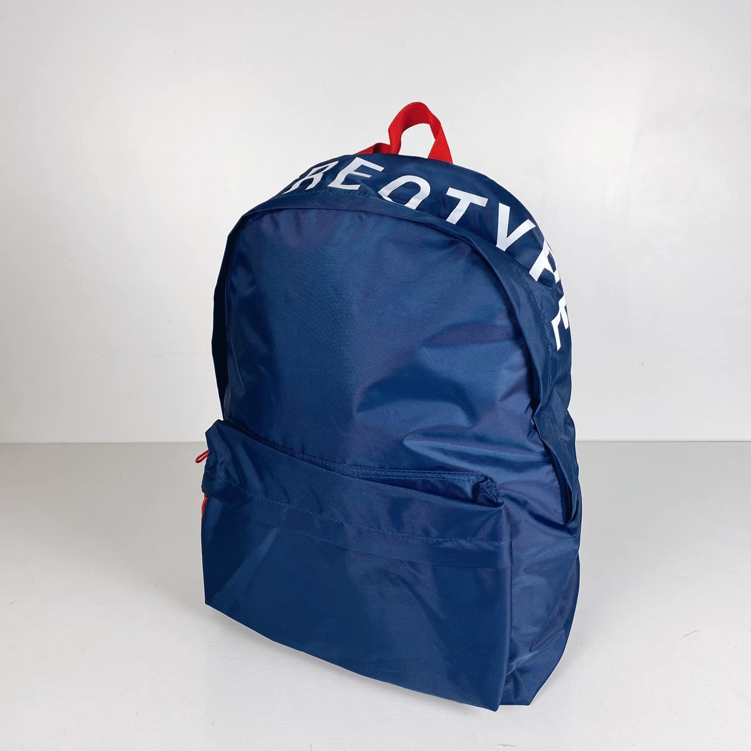 Рюкзак синій з текстом і червоною ручкою MB-076