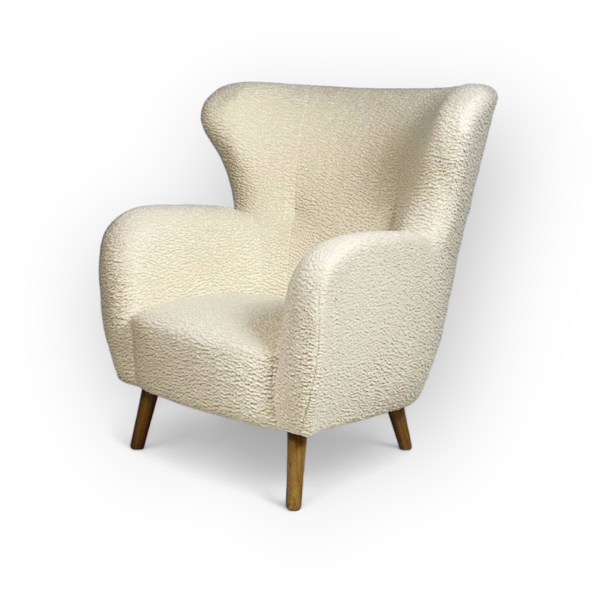 Крісло лаунж вершковий букле CH-124