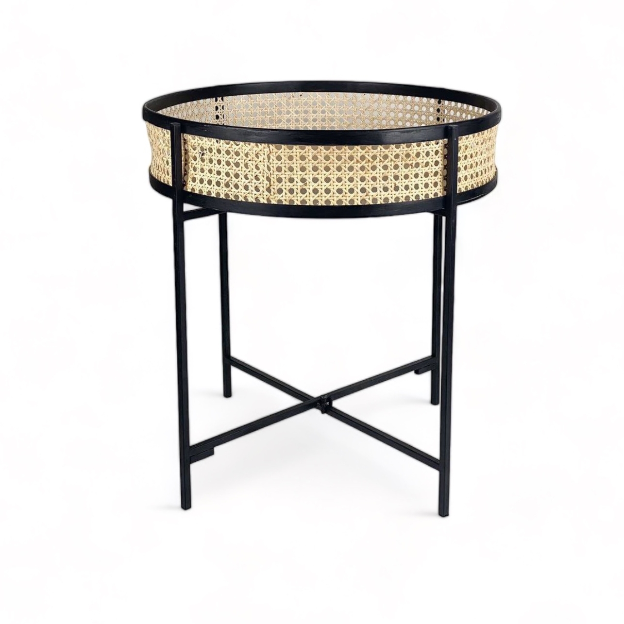 Столик кавовий круглий з підносом ротангова сітка/метал TB-585