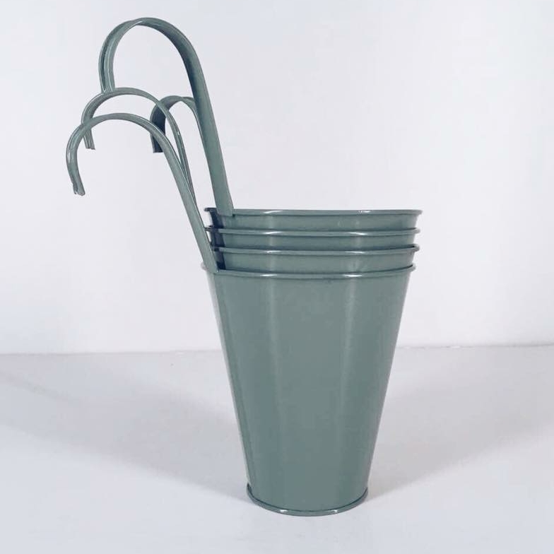 Кашпо підвісне метал сіро-зелений