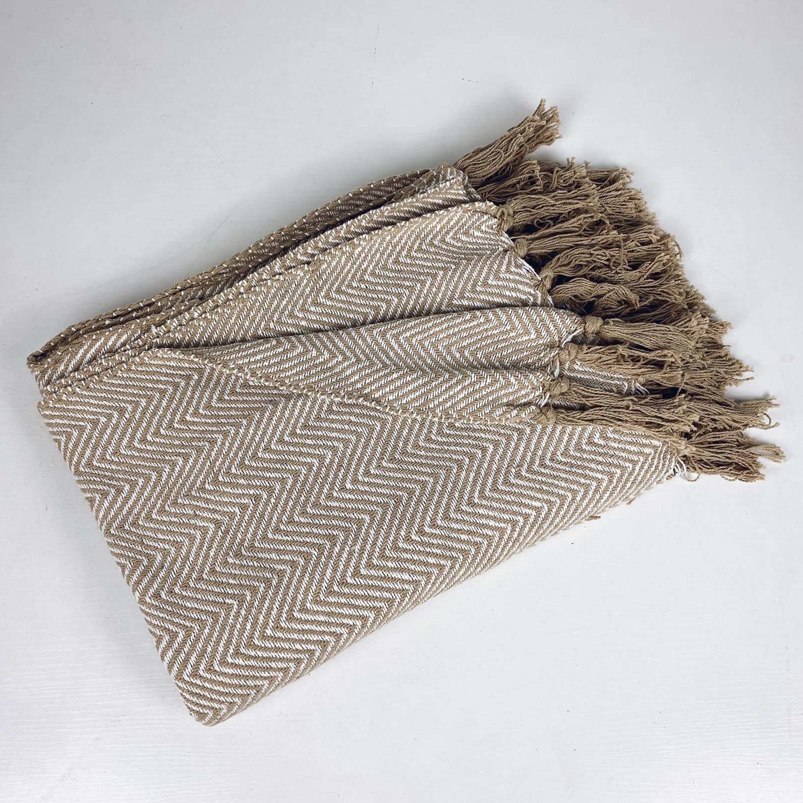 Плед беж/коричн шеврон WR-087