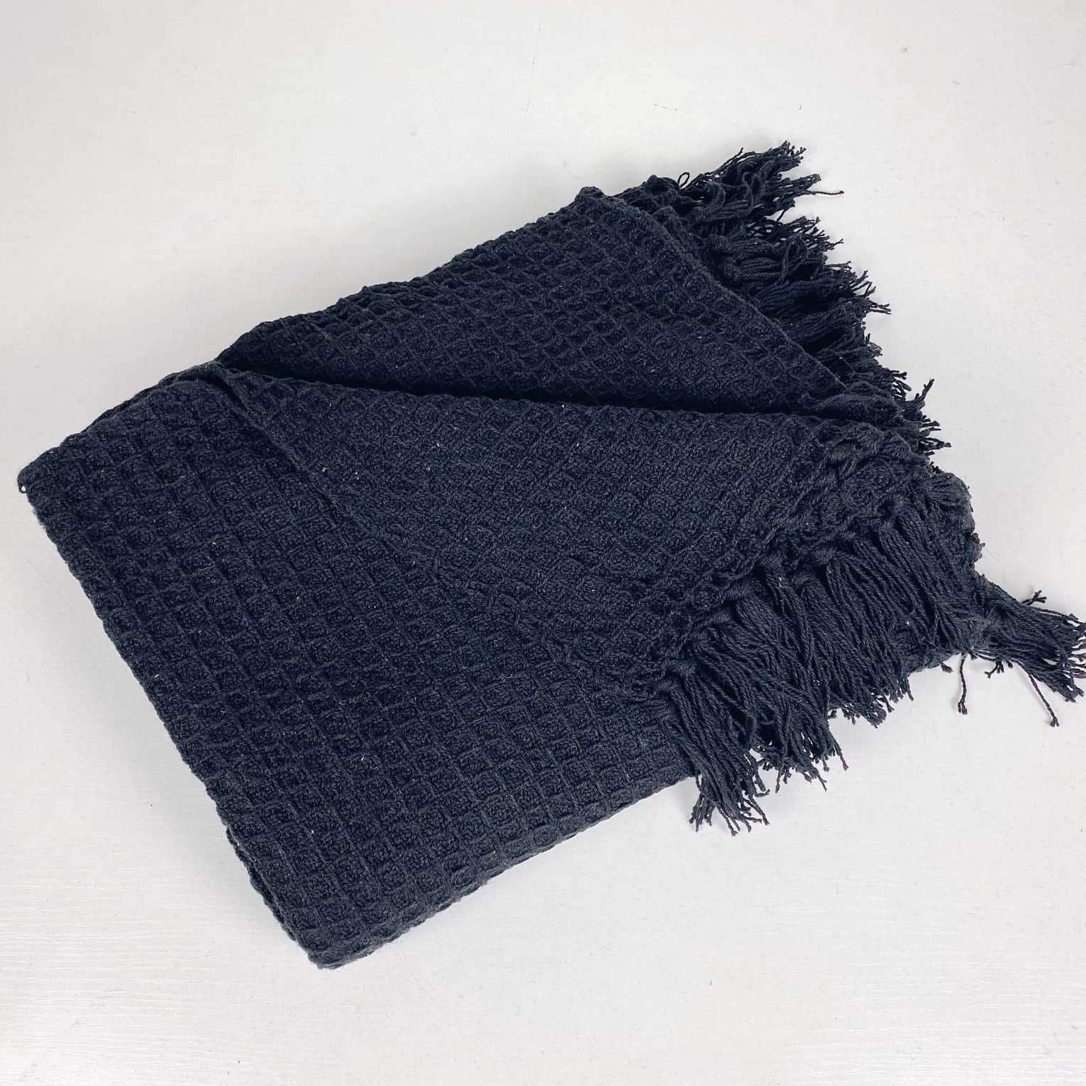 Плед чорний бавовна піке WR-088