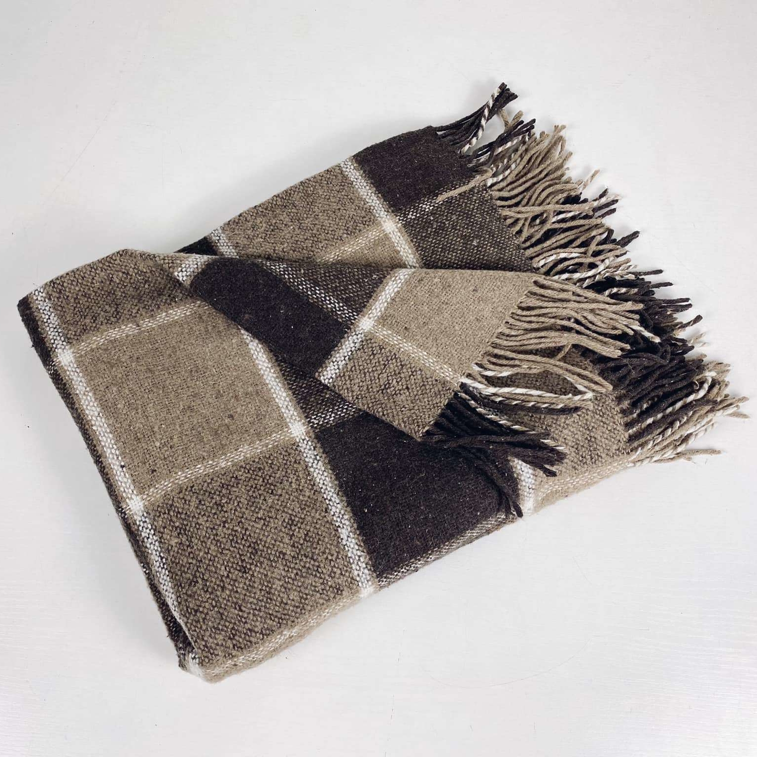 Плед бежево-коричнева клітинка WR-100