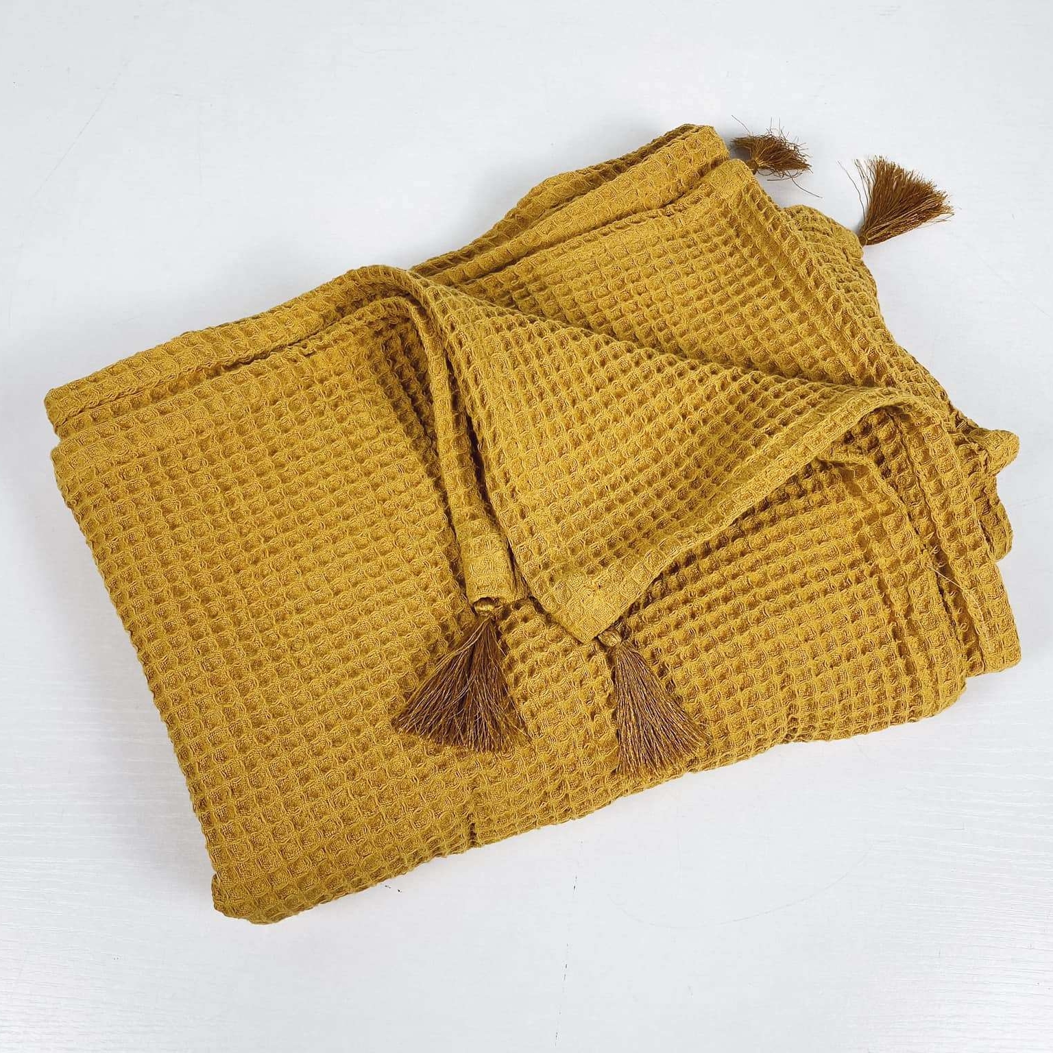 Плед бавовна жовтий піке WR-103