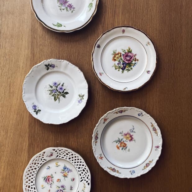 Тарілка Квіти 19-20,5 порцеляна вінтаж PP-007