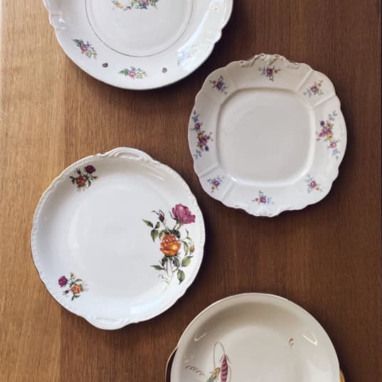 Тарілка Квіти 24,5-28 порцеляна вінтаж PP-018