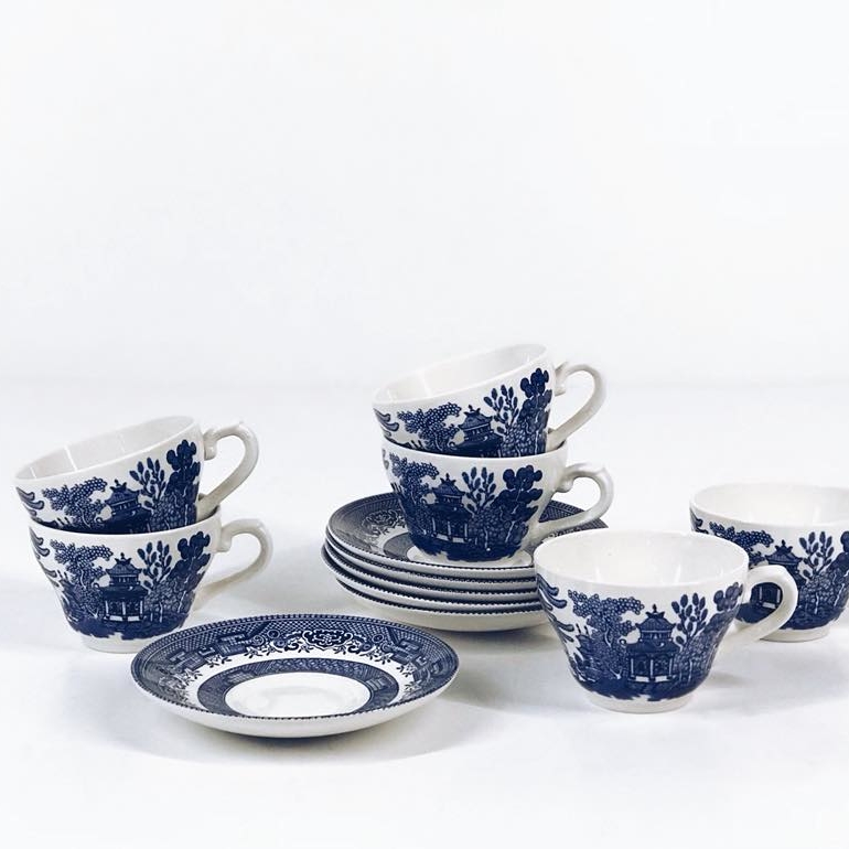 Чашка з блюдцем візерунок Willow Blue PP-023