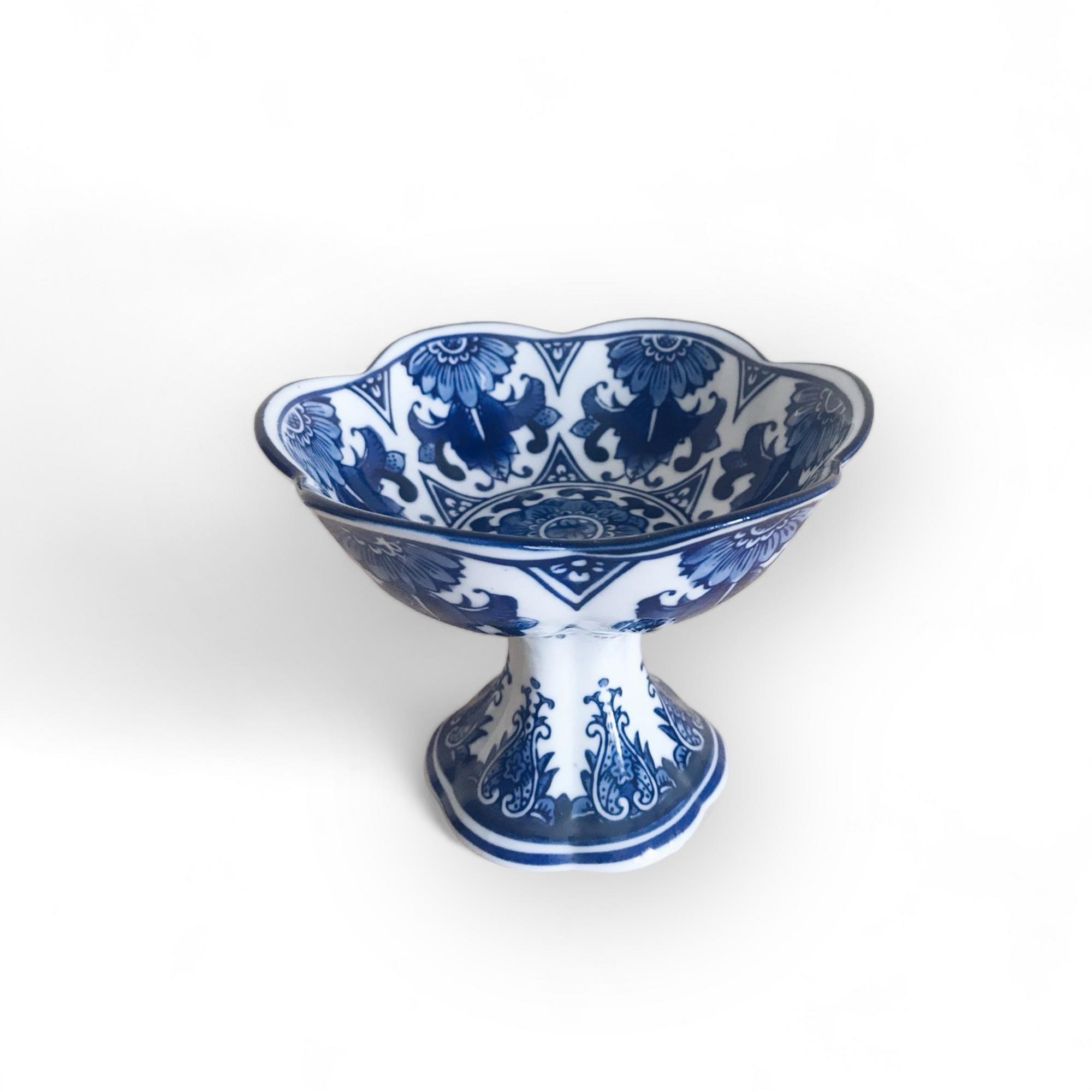 Ваза для фруктів/печива синій розпис порцеляна FP-013