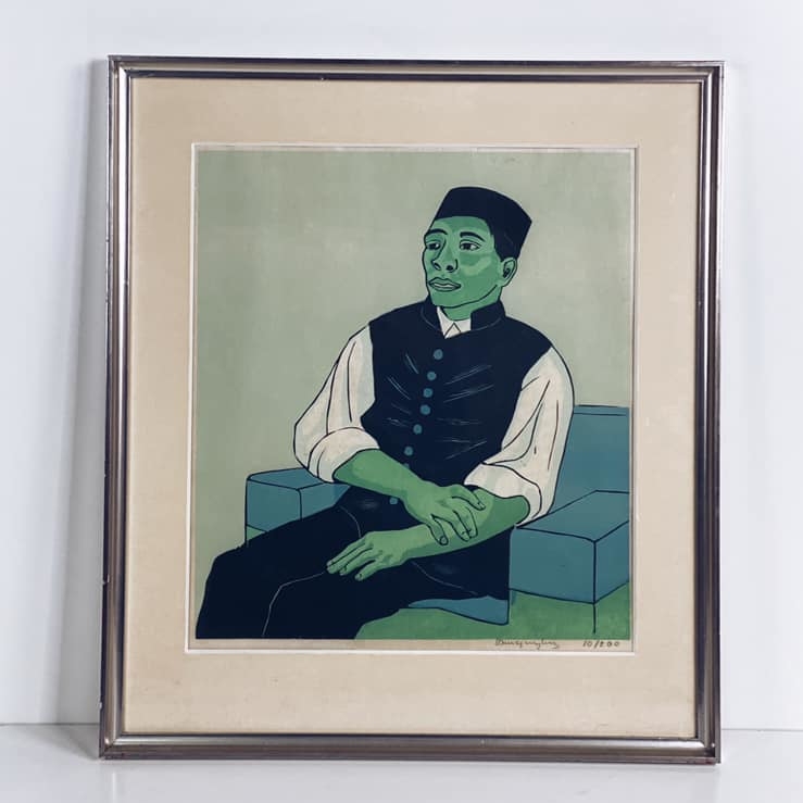 Літографія вінтаж Портрет чоловіка у кріслі в рамкі з паспарту AR-542