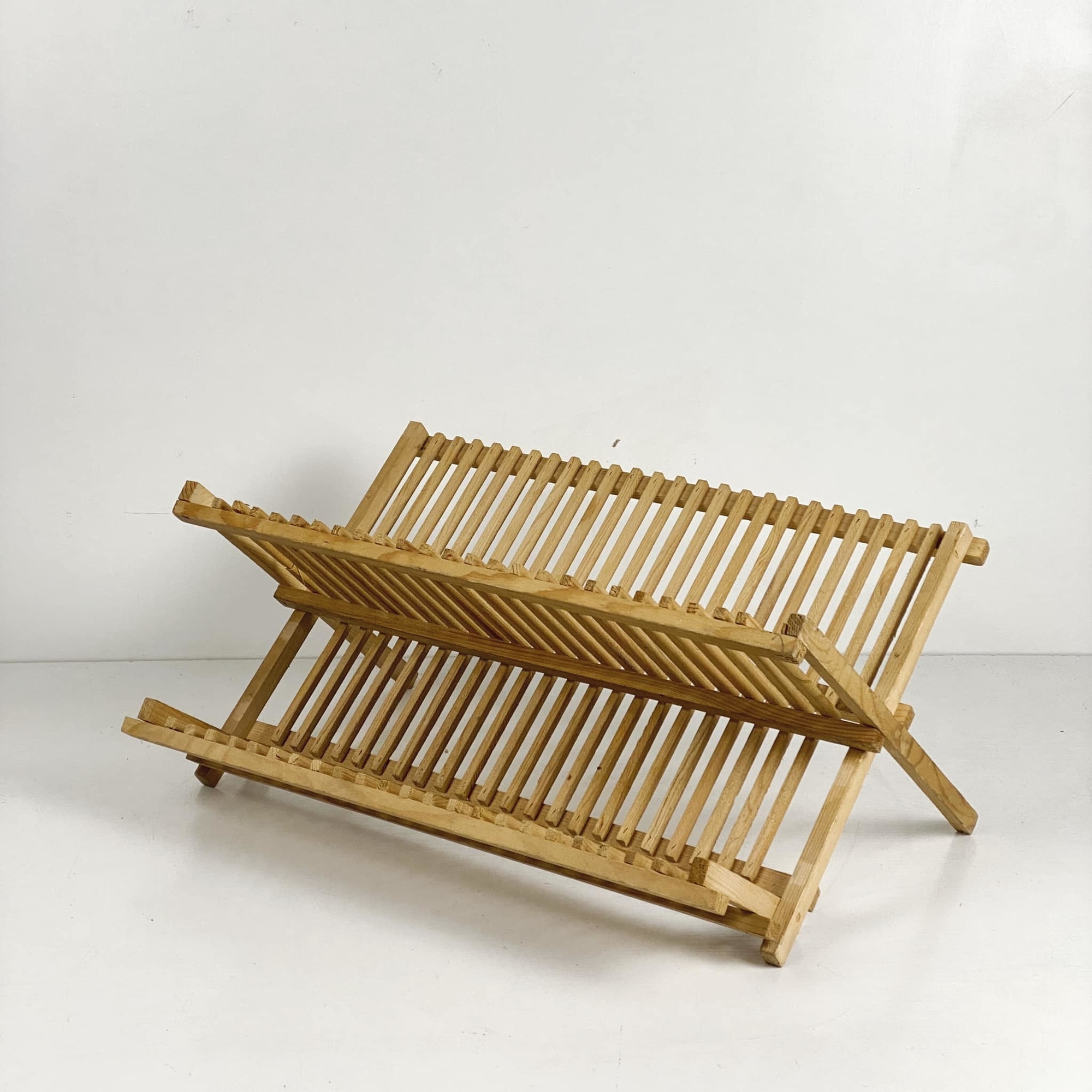 Підставка-сушарка дерев'яна розкладна для посуду KD-042