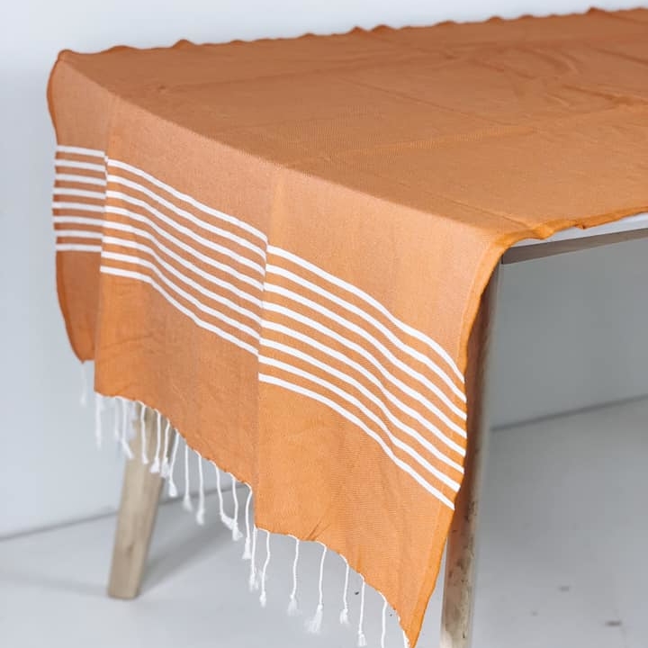 Скатертина-ранер теракота зі смужками TT-198