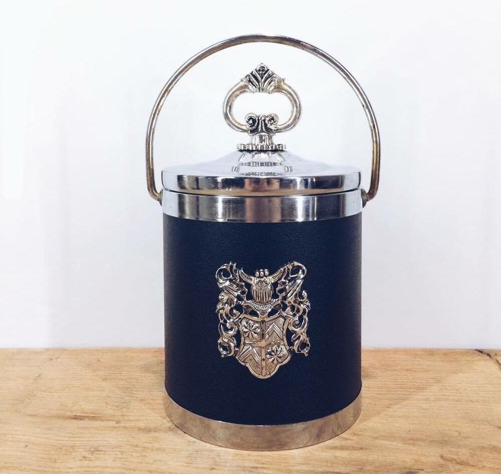 Відерце для льоду з кришкою вінтаж чорний/хром BB-009