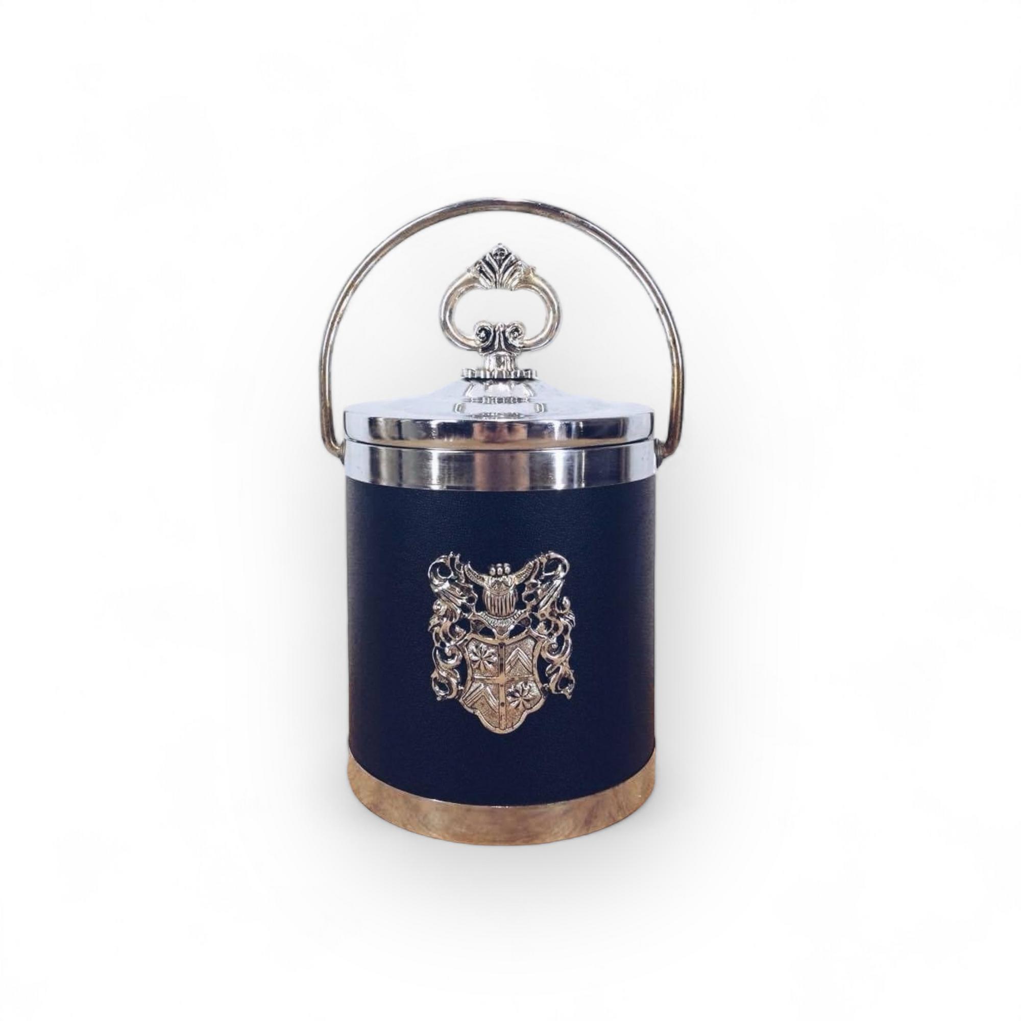 Відерце для льоду з кришкою вінтаж чорний/хром BB-009