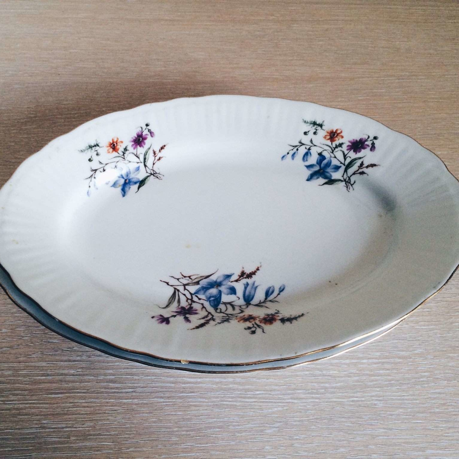 Тарілка овальна з квітами порцеляна вінтаж PP-031