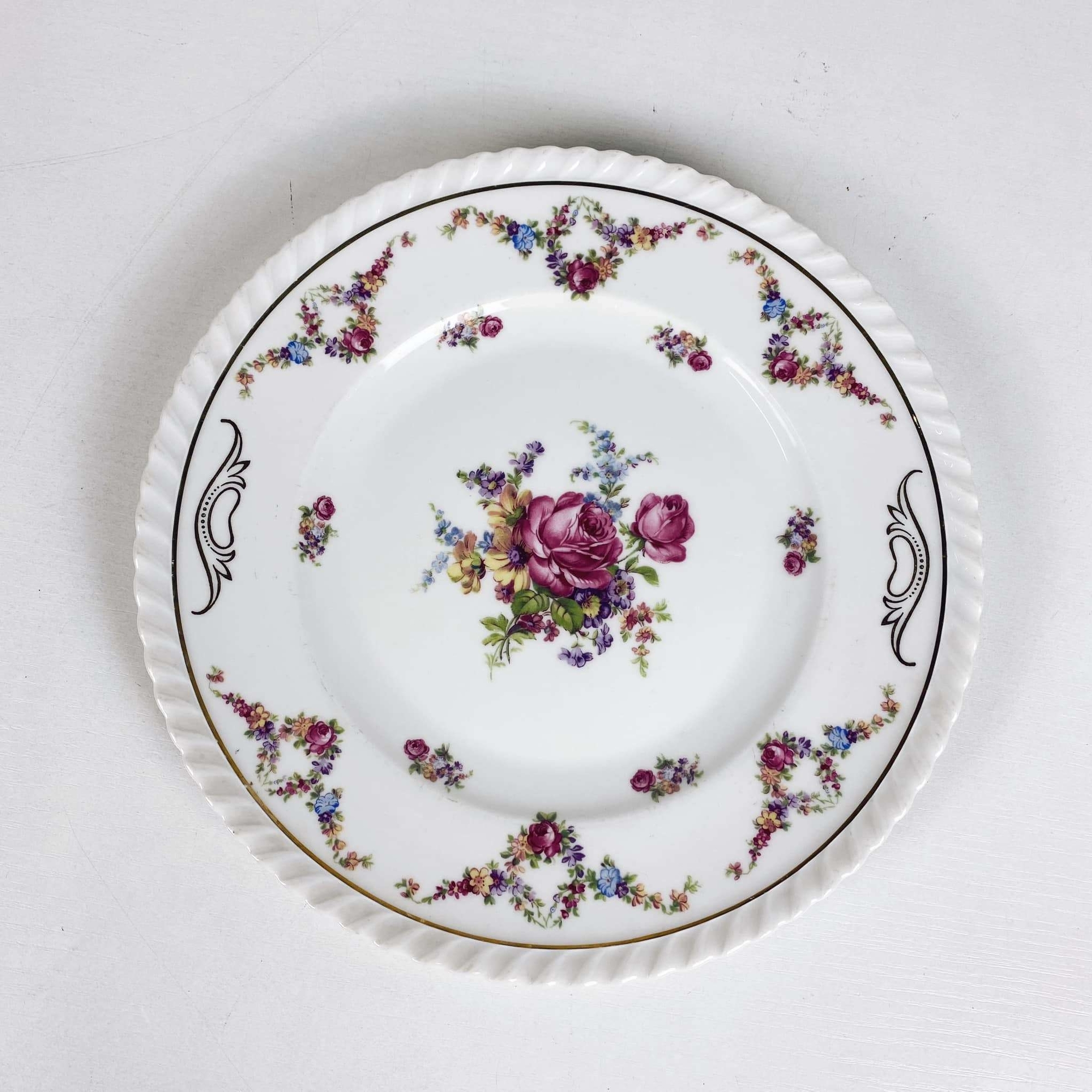 Тарілка Квіти порцеляна рельєф золото вінтаж PP-033