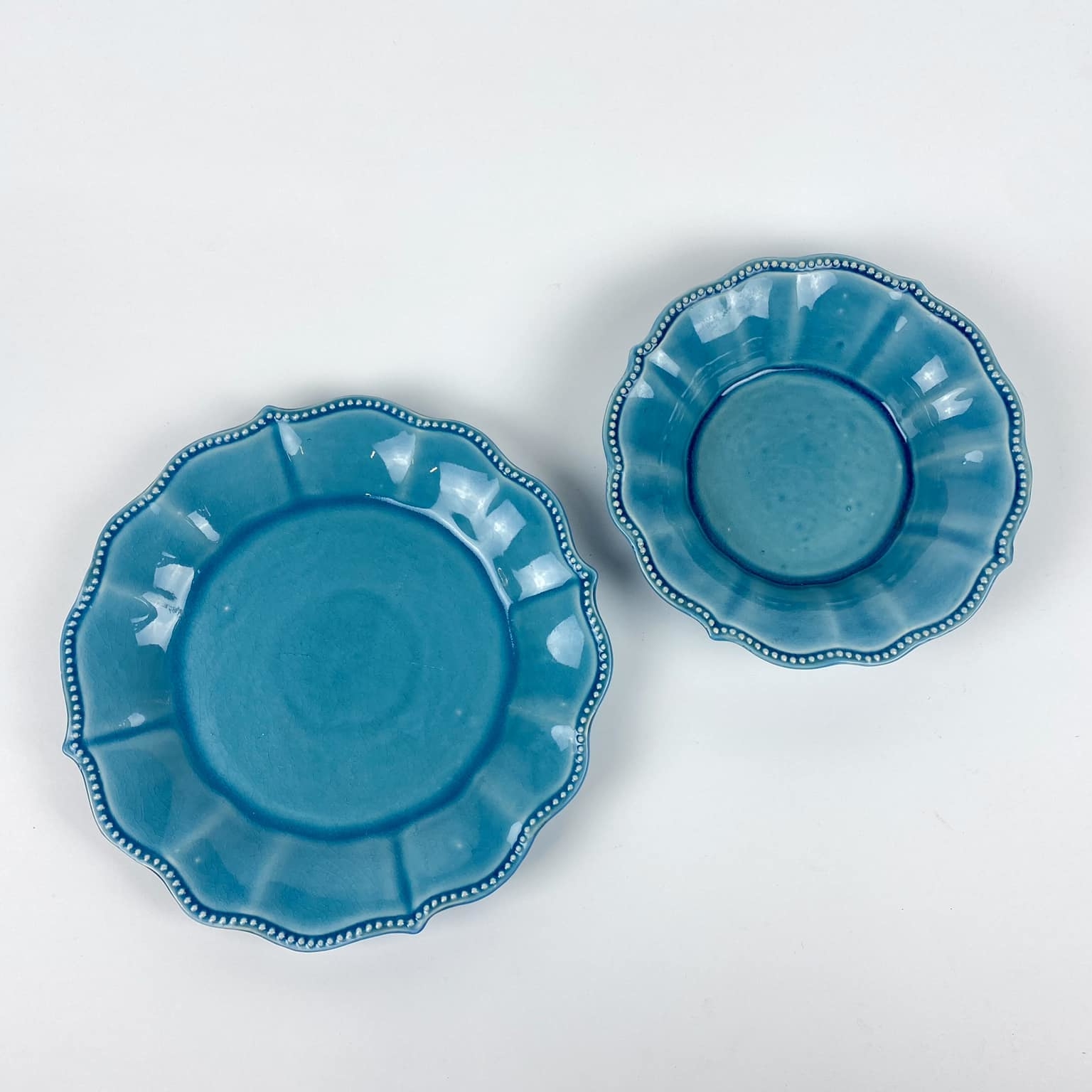 Тарілка обідня бірюзова кераміка PP-037