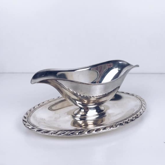 Соусник з підставкою двосторонній столове срібло вінтаж SA-019