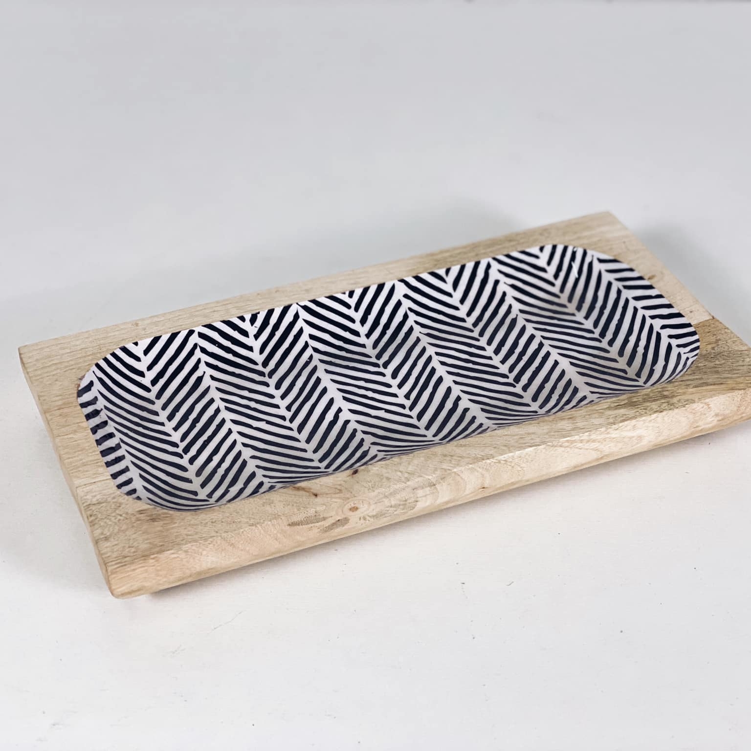 Блюдо прямокутне дерево/кераміка PS-092