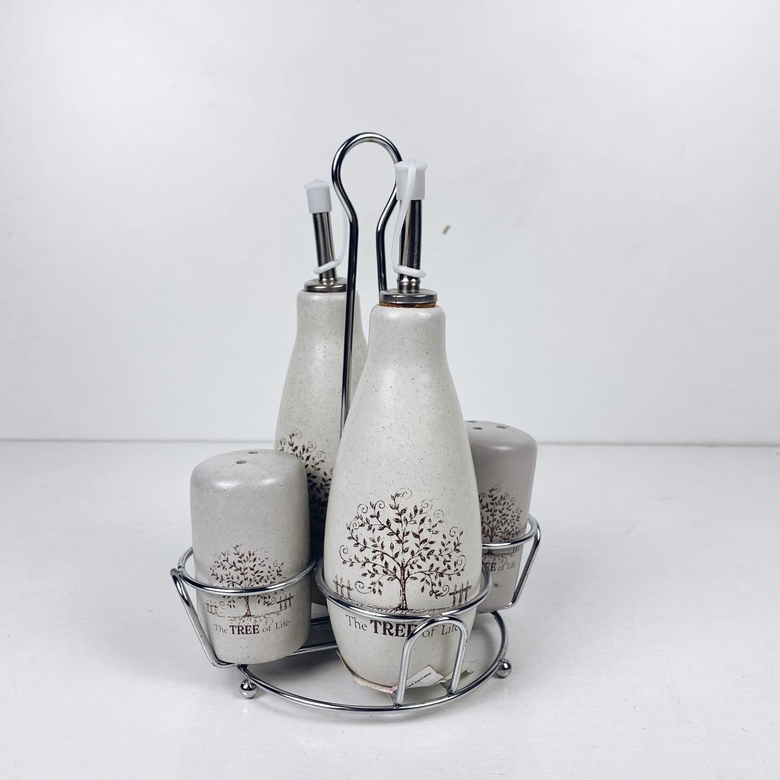 Набір для масла/оцту/спецій у тримачі кераміка/метал KD-045