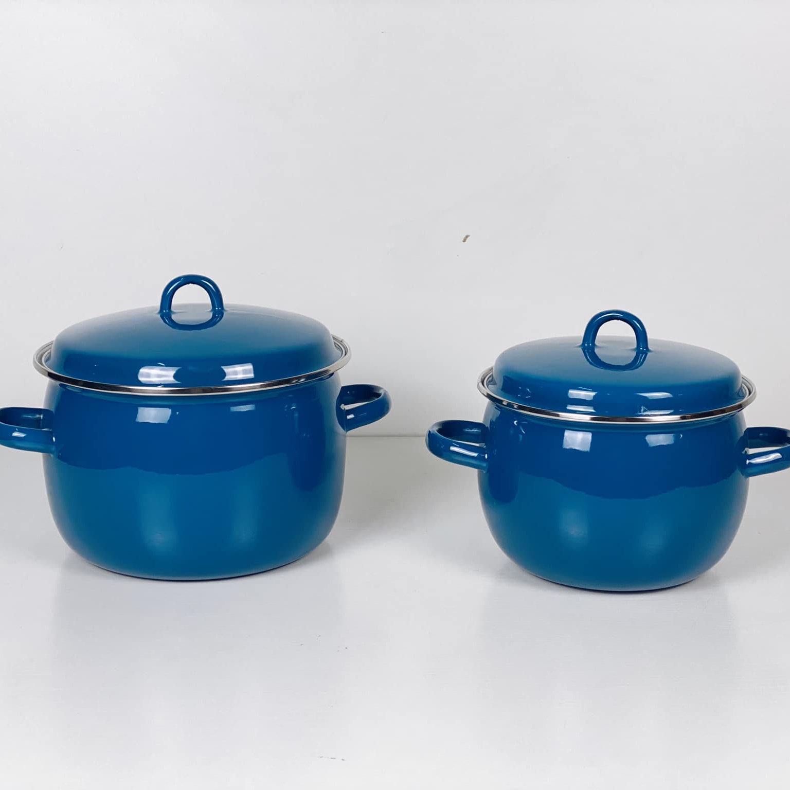 Каструля з кришкою синя метал/емаль KH-159