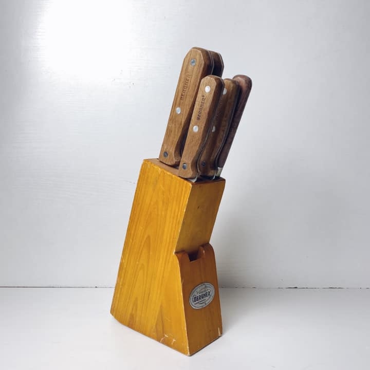 Набір кухонних ножів у підставці нерж сталь/дерево KH-163