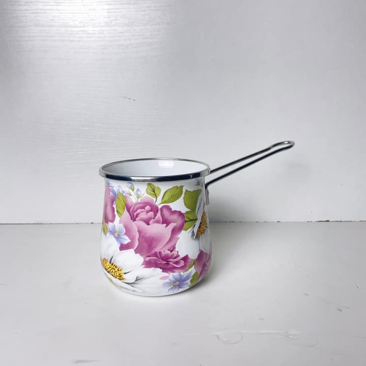 Ківшик з ручкою емальоований Квіти KH-176