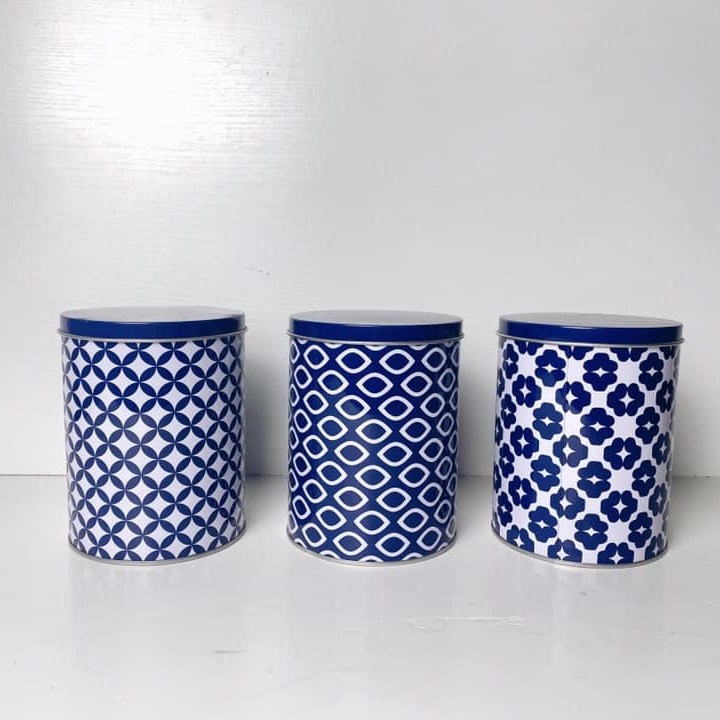 Банка для кави/сипучих метал синій візерунок KB-048