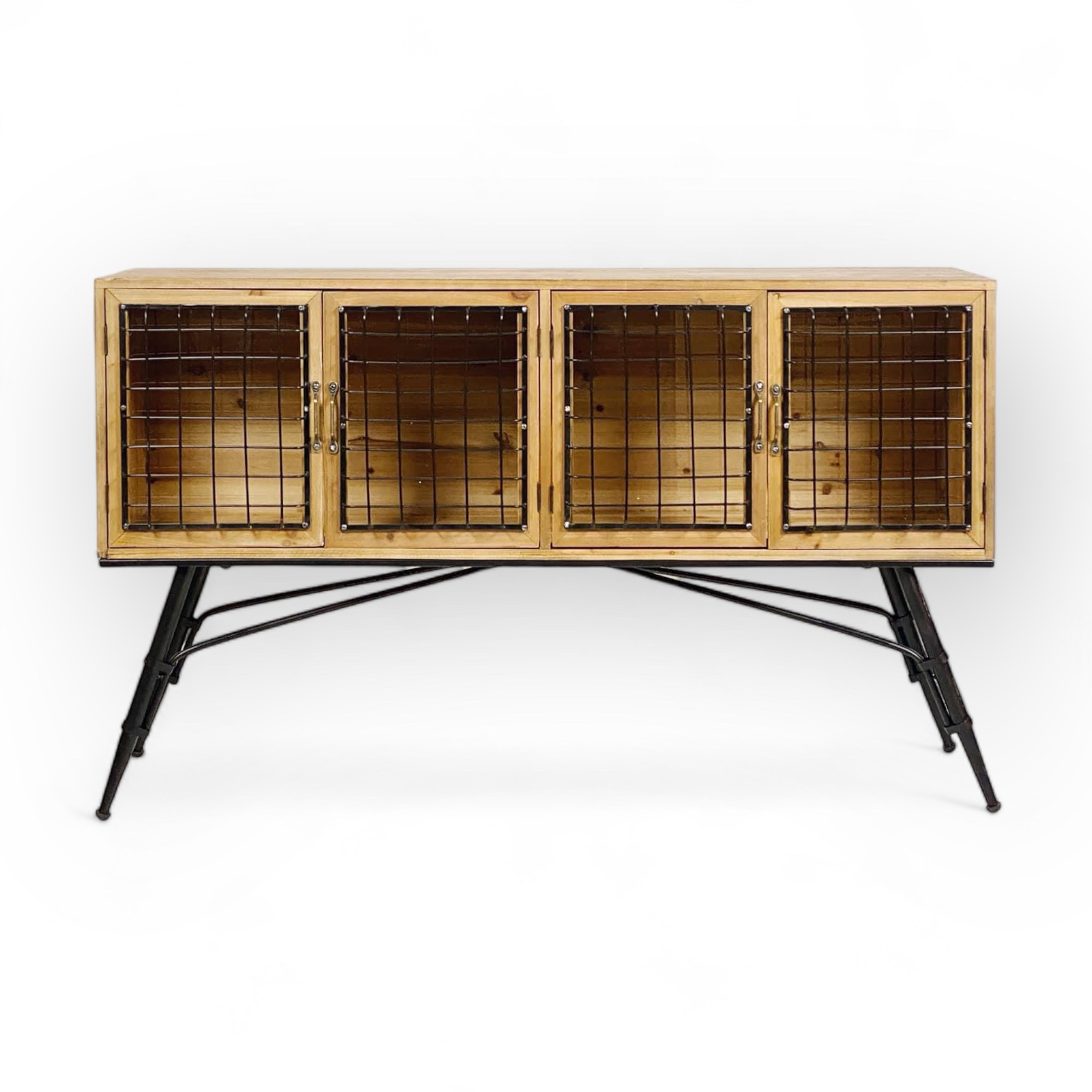 Тумба-консоль лофт дерево/метал/скло CB-069