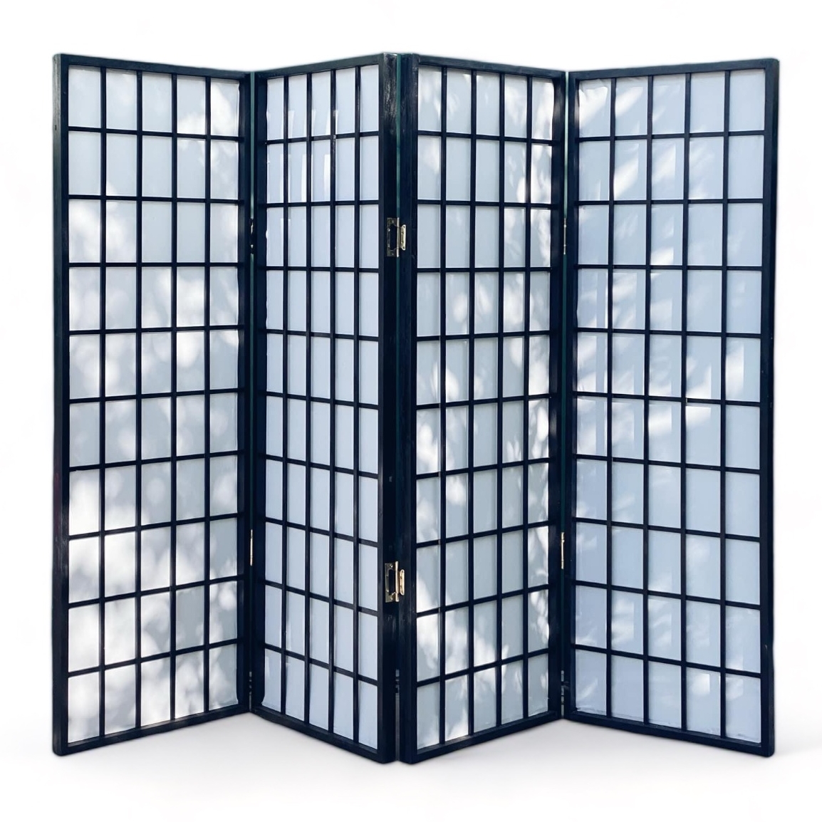 Ширма декоративна "японська" 4 створки чорно-біла дерево/текстиль SF-022