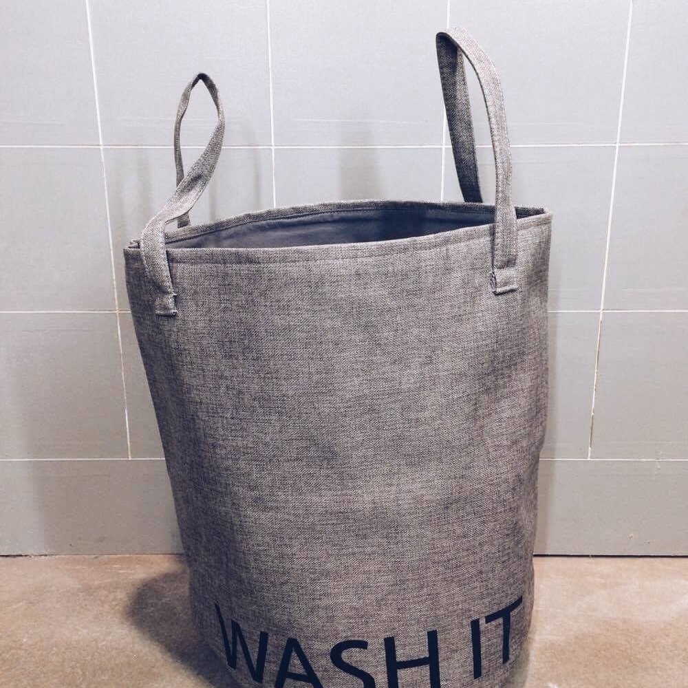 Кошик для білизни з ручками сірий текстиль