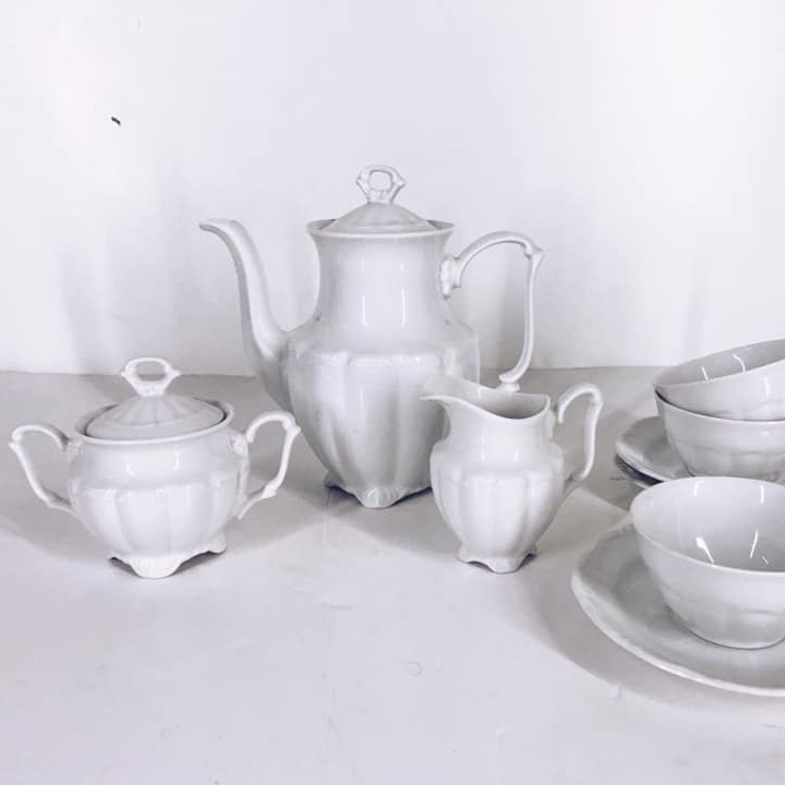 Набір для чаю білий рельєф порцеляна PP-060