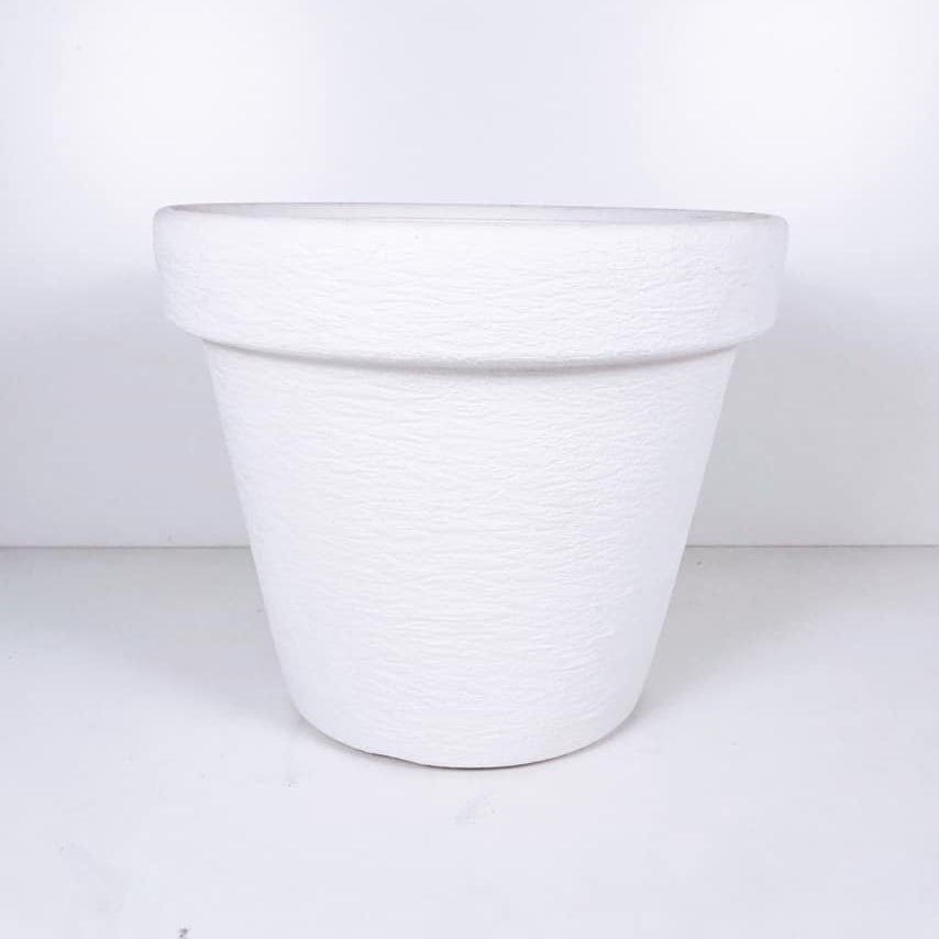 Кашпо біле велике фактурний пластик 1