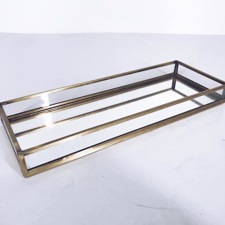 Лоток для біжутерії скло/дзеркало/метал золото BX-051