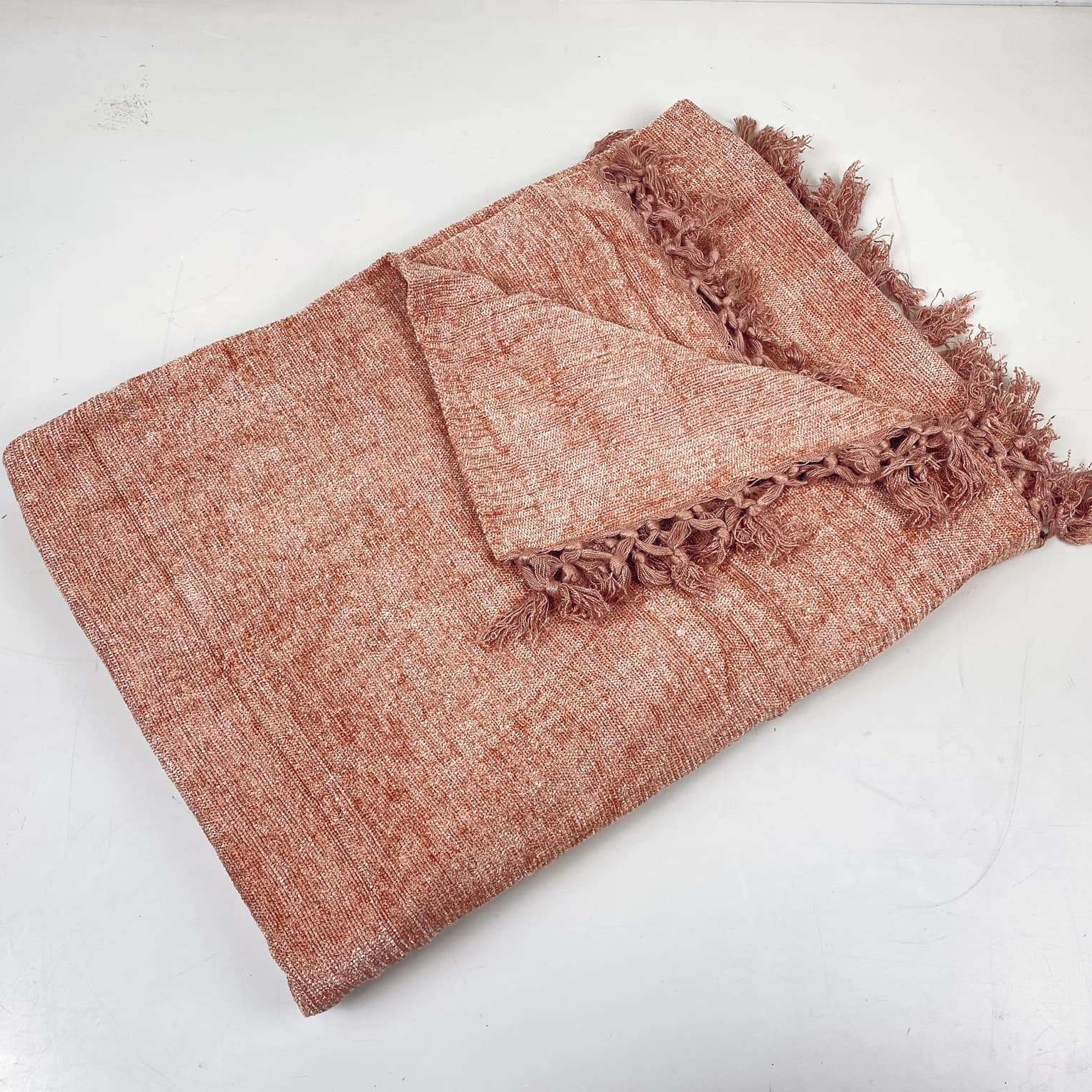 Плед "варений" велюр віскоза рожево-бежевий WR-104