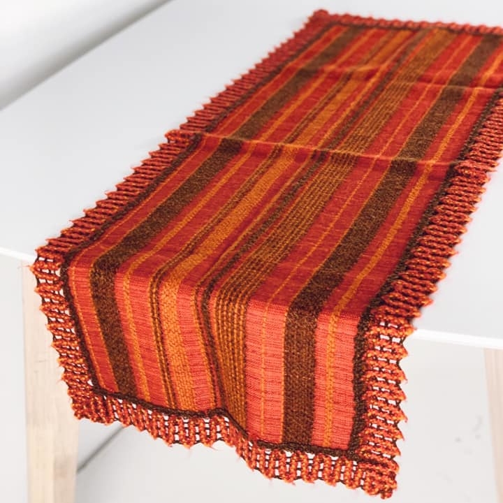 Серветка-ранер прямокутна в смужку оранж/коричнева вінтаж TT-017
