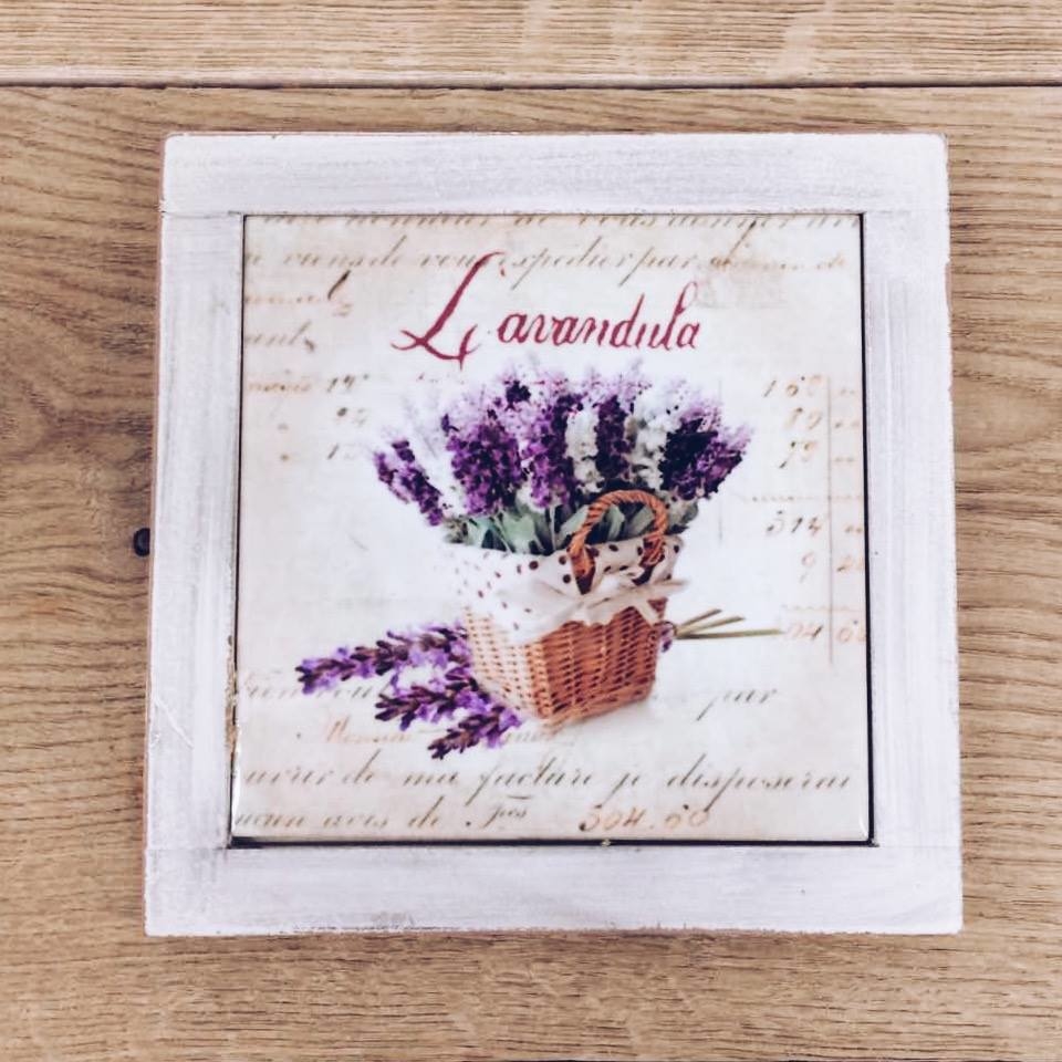 Підставка для гарячого Лаванда кераміка/дерево KD-047