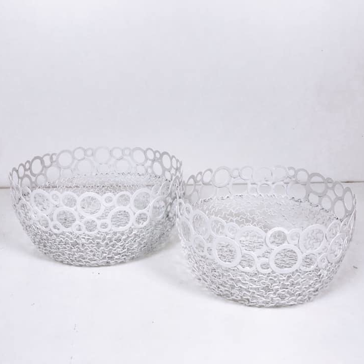 Кошик-миска ажурний білі круги BA-128