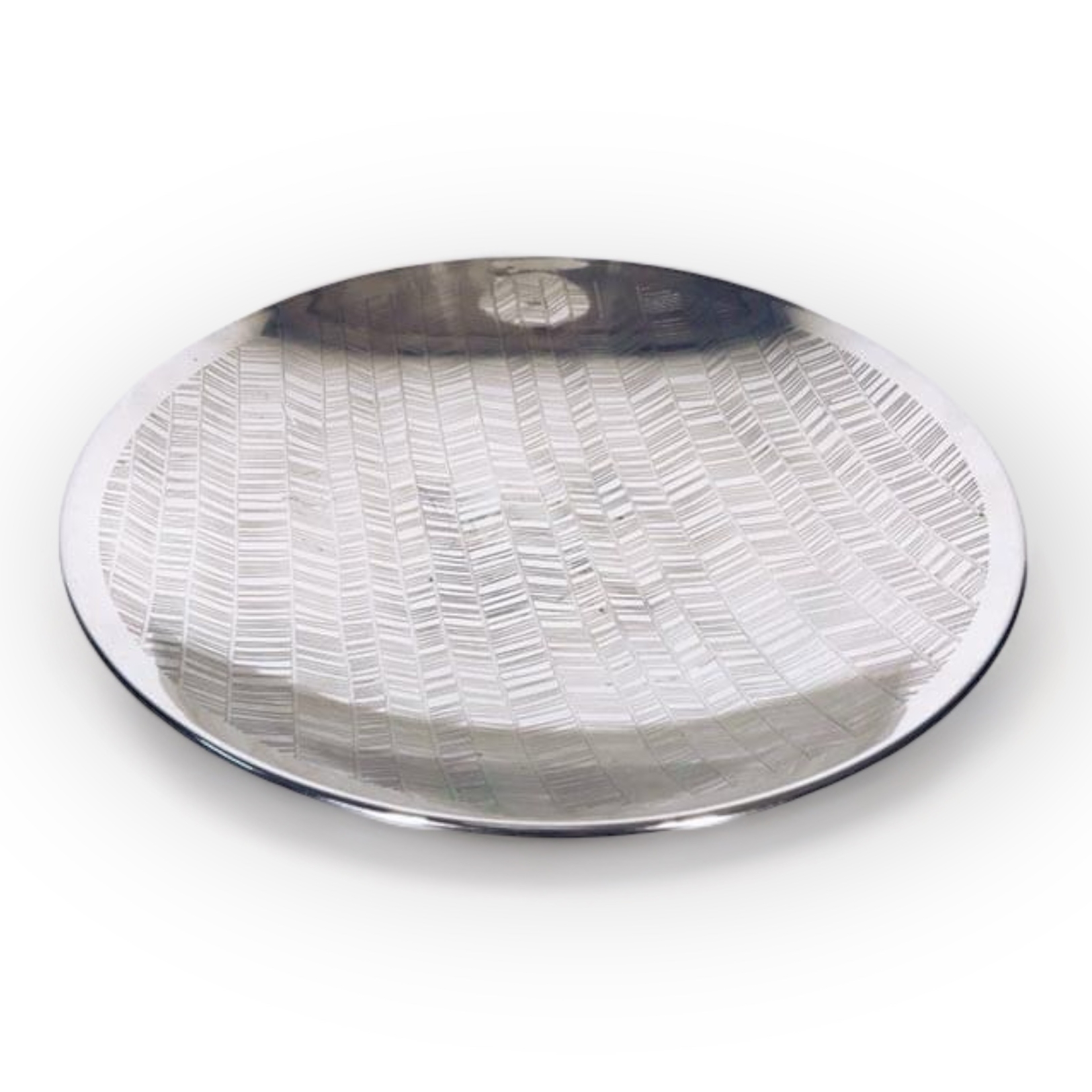 Блюдо велика метал гравірований візерунок шеврон PS-089