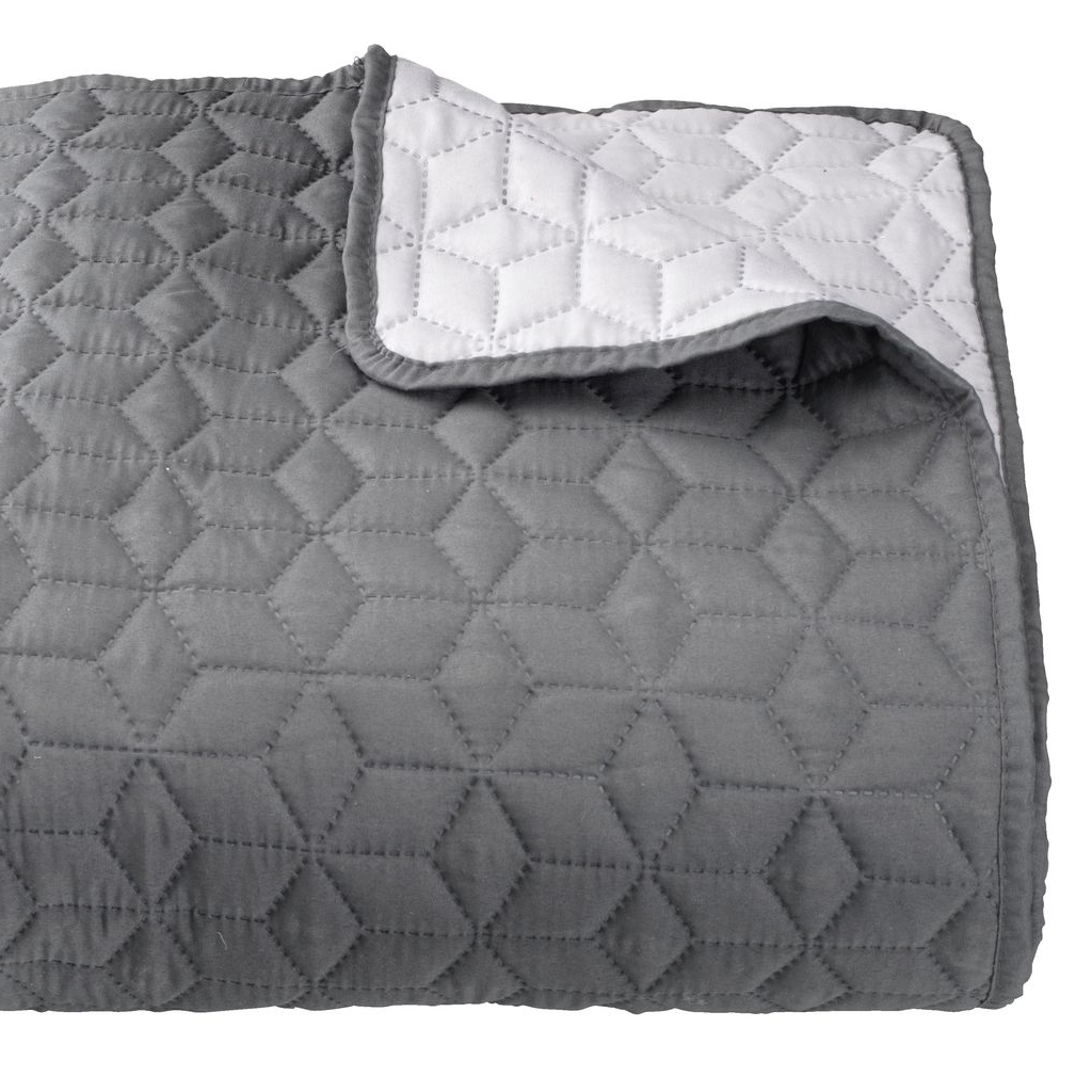 Покривало стьобане двостороннє сіре/біле WR-105