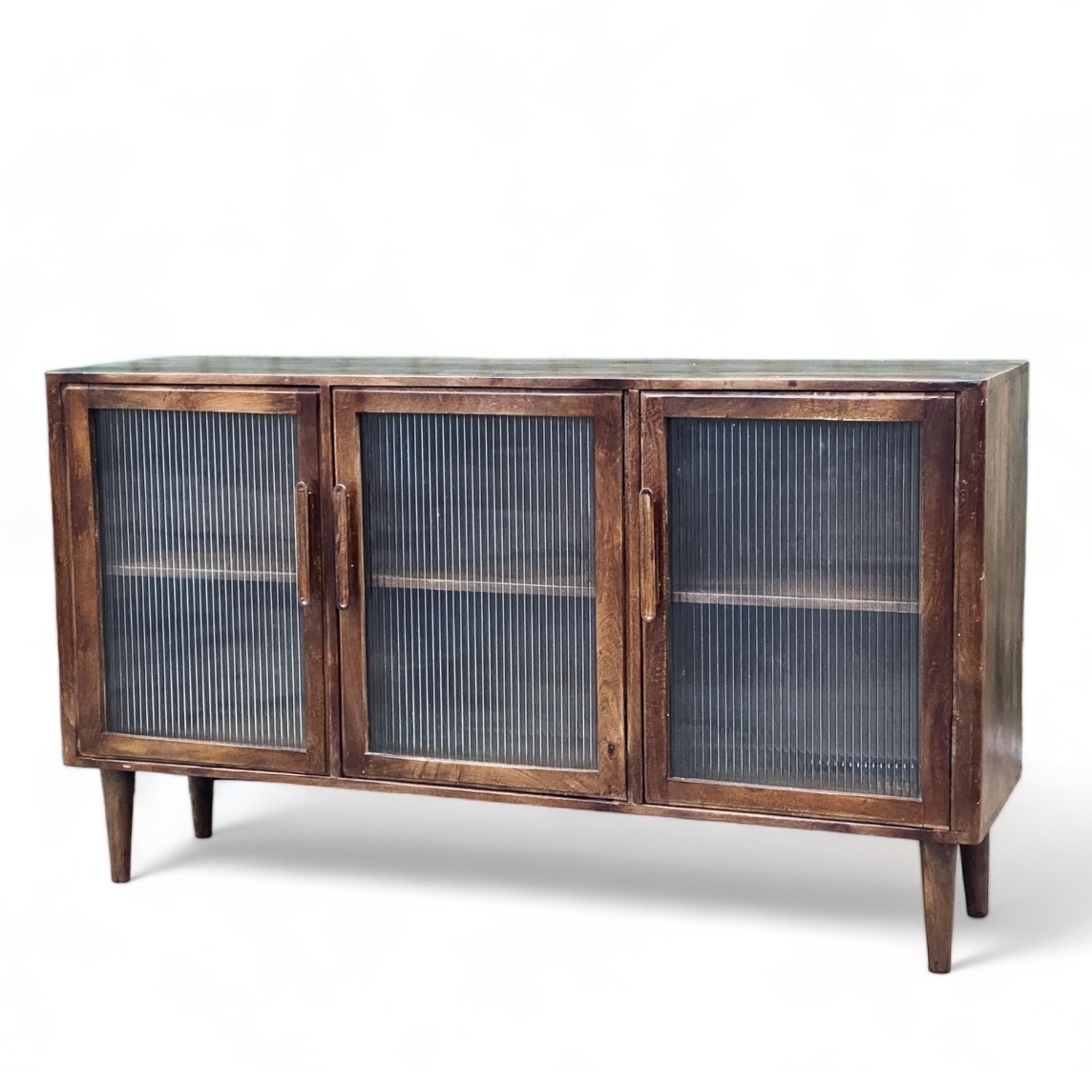 Комод 3-дверний у ретро стилі, масив манго / рельєфне скло CB-071