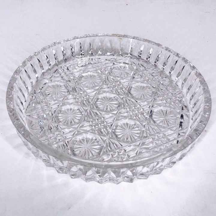 Блюдо кругле з бортиком кришталь вінтаж GS-012