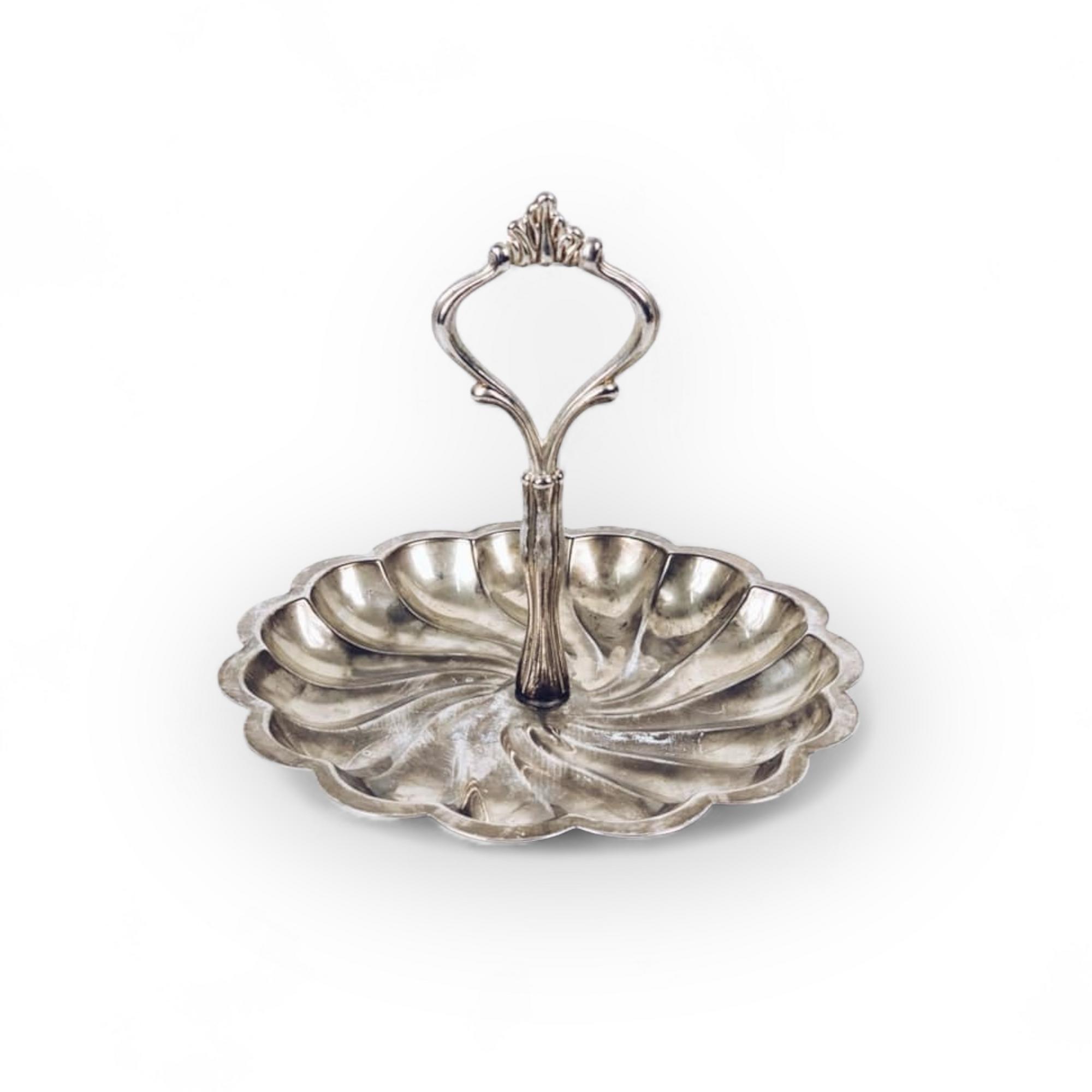 Тарілочка для десерту з тримачем столове срібло вінтаж SA-009