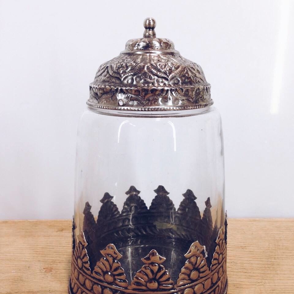 Банка для солодощів з декором скло/метал FP-018