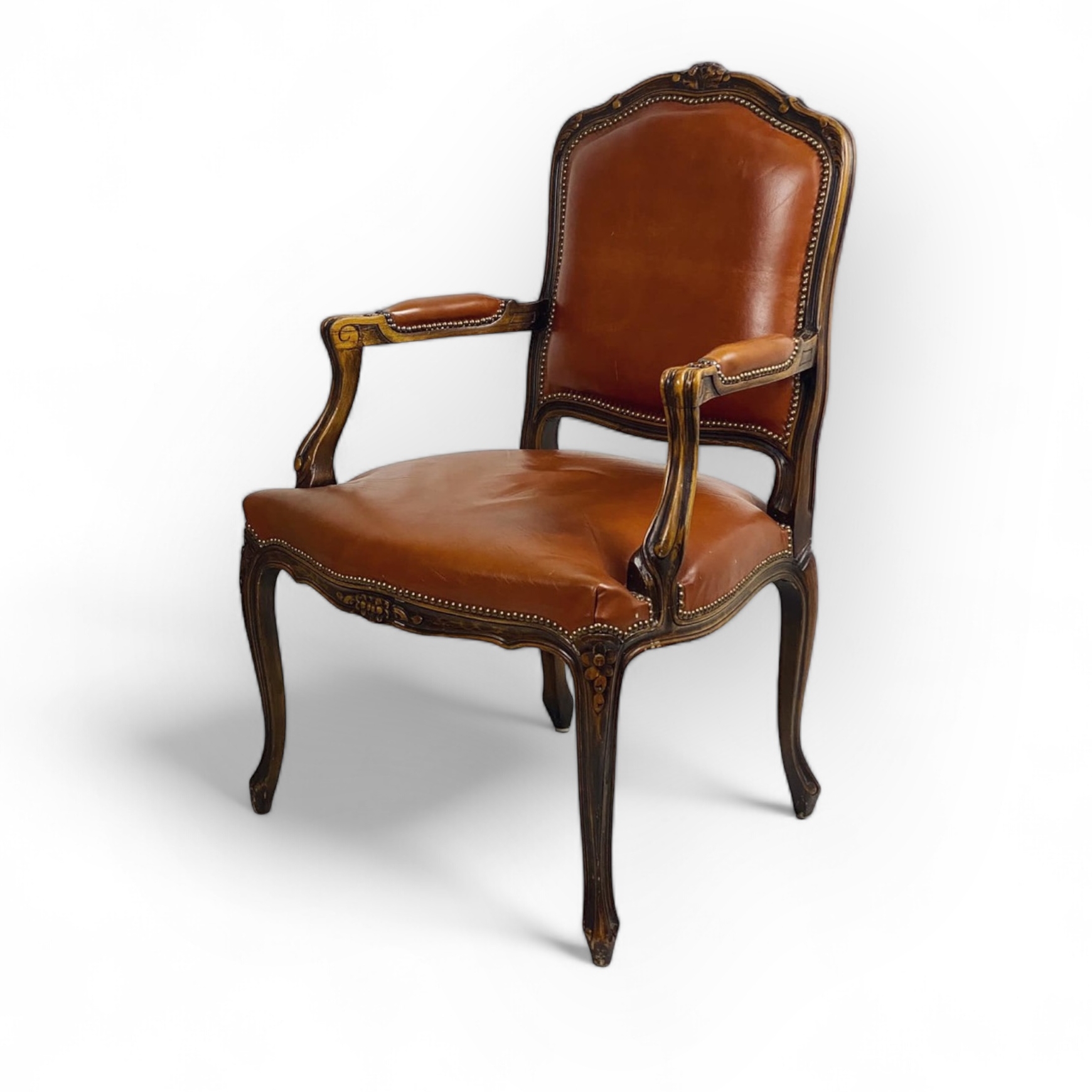 Крісло вінтаж дерево/нат. шкіра CH-131